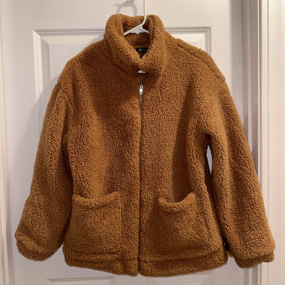 Cozy Tan Teddy Bear Sherpa Jacket